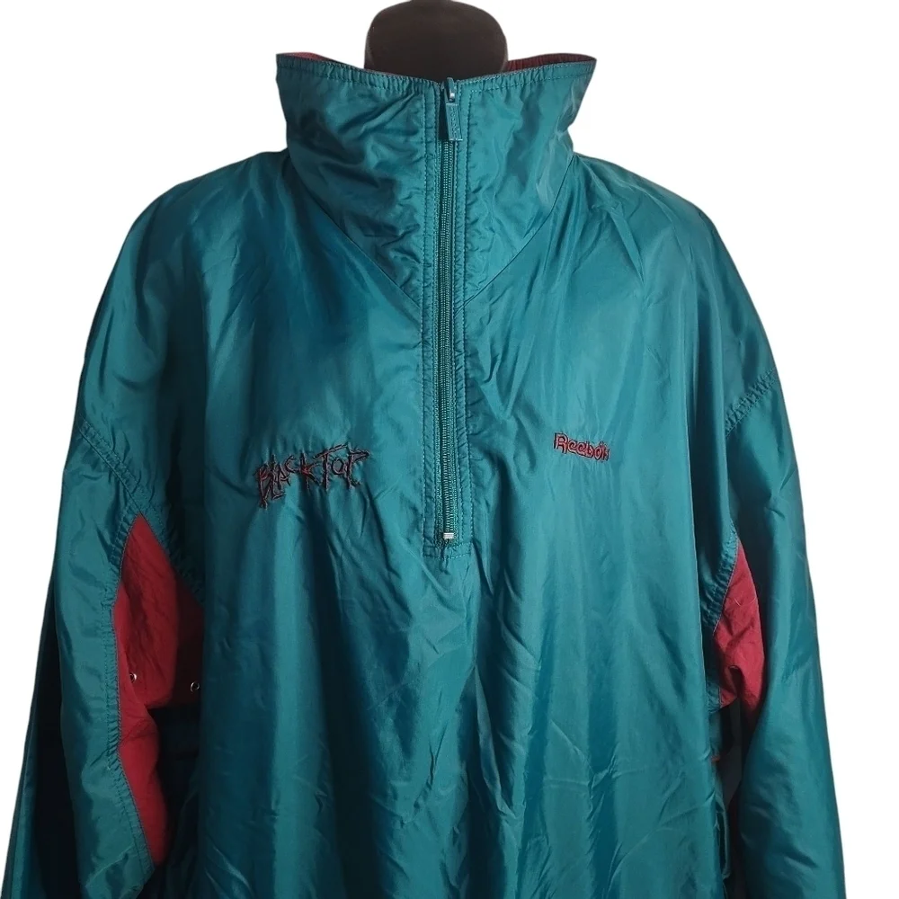 Vintage 90s Reebok Men's 1/4 Zip Hooded Pullover Windbreaker Jacket Size XL